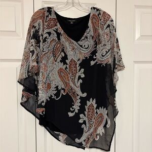 Roz & Ali Black and Orange Paisley Blouse
